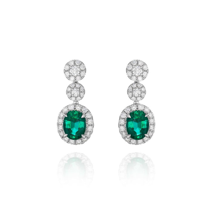 Classic Oval Emerald Drop Earrings