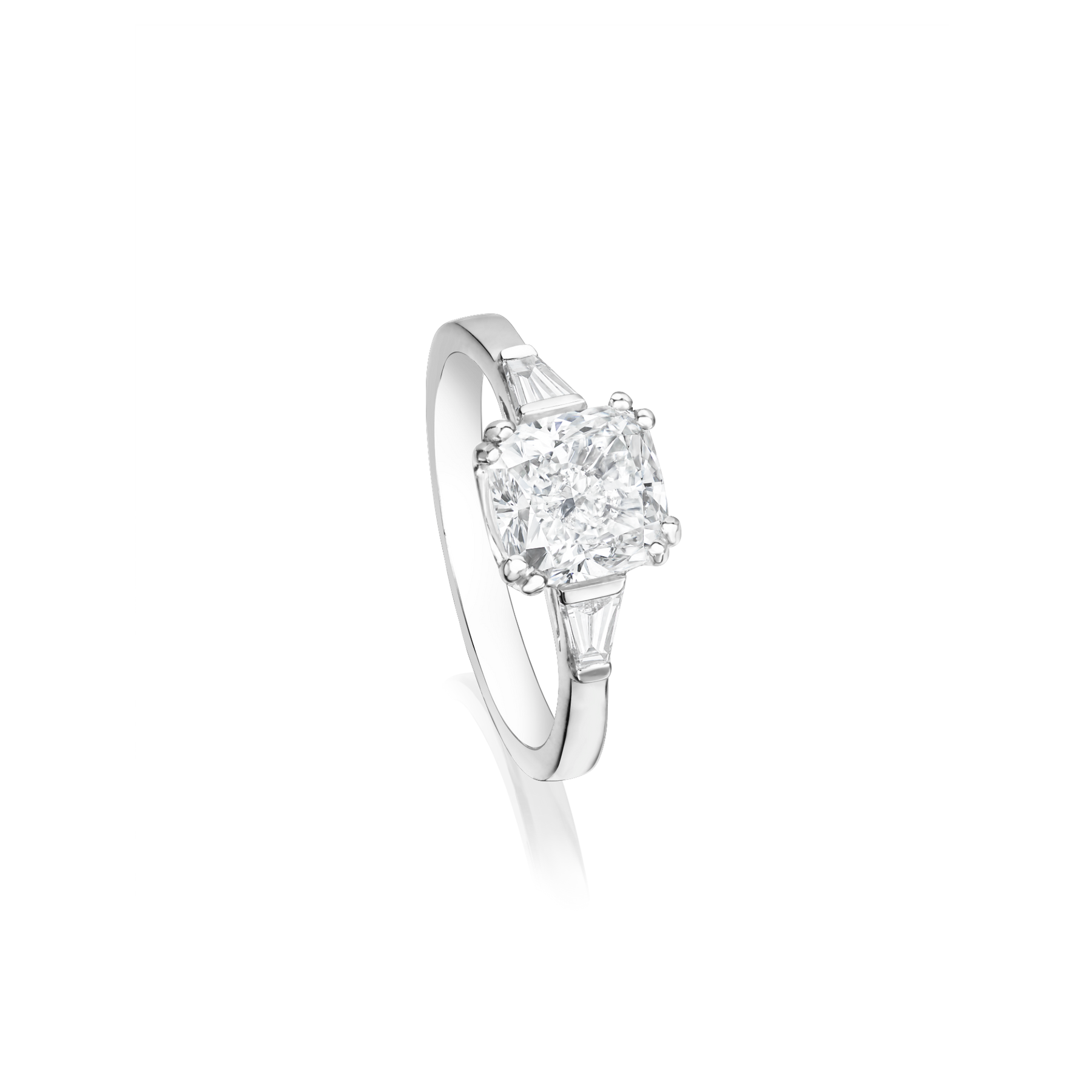 Cushion Cut Tapered Engagement Ring