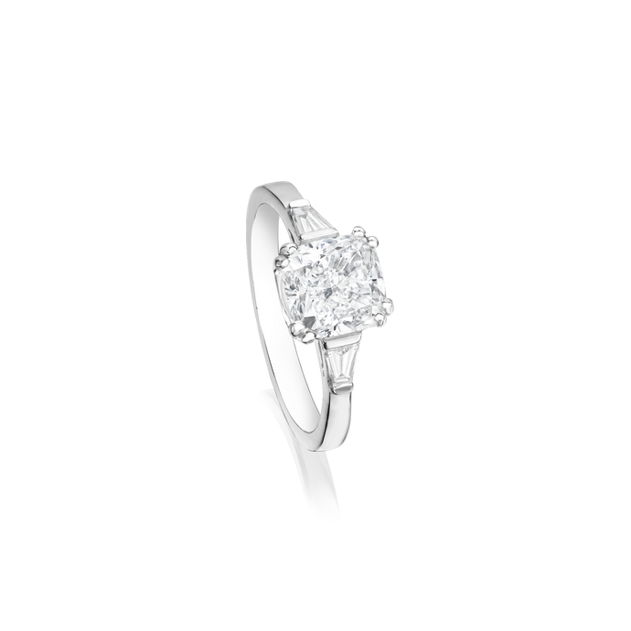 Cushion Cut Tapered Engagement Ring