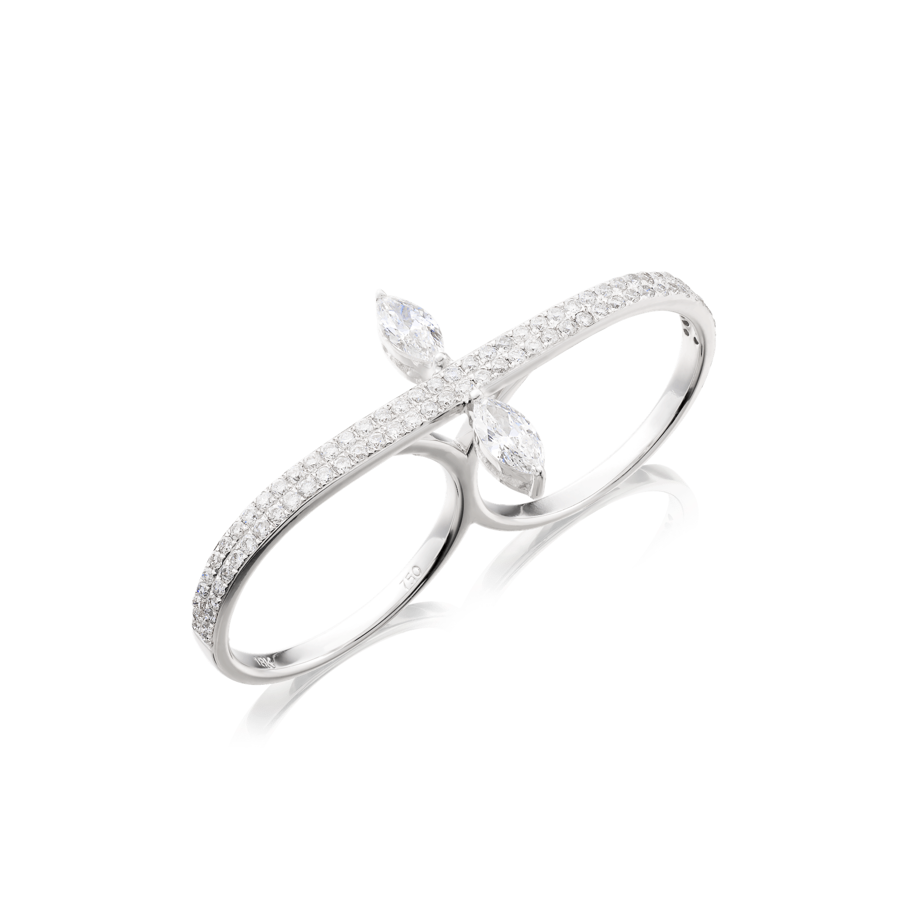 Buy designer Silver Rings Online - Blossom Two Finger Ring -Quirksmith