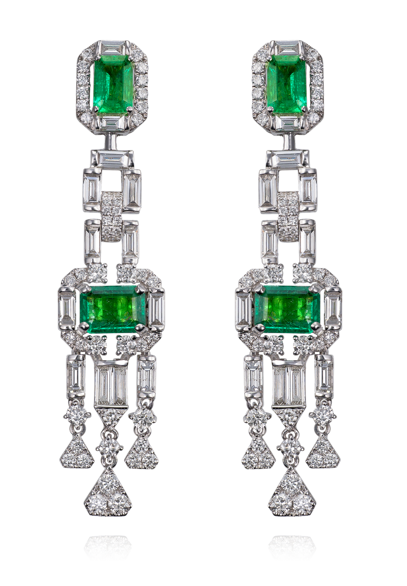 Emerald And Diamond Earrings
